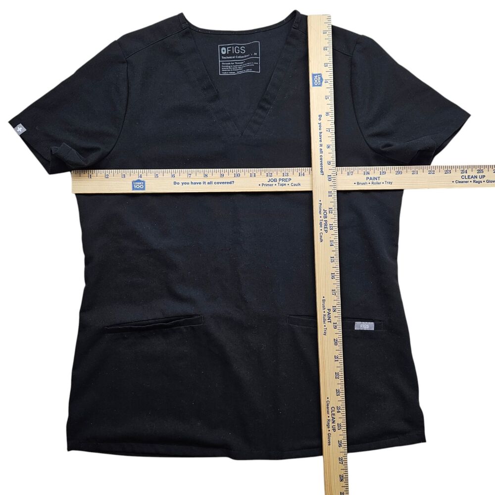 Figs Casma Three Pocket Scrub Top Womens Medium Black Uniform Technical - Picture 7 of 8